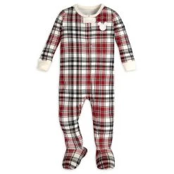 Disney Mickey Mouse Christmas Plaid Stretchie Sleeper For Baby