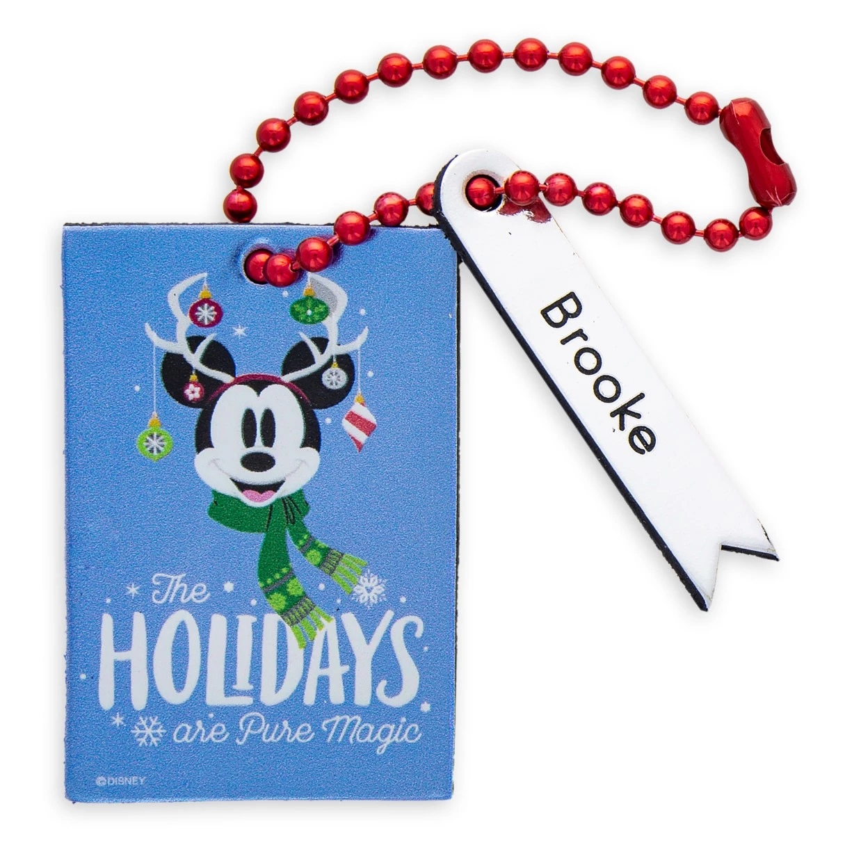 Disney Santa Mickey Mouse ''The Holidays Are Pure Magic'' Leather Luggage Tag – Personalizable 1 Disney Santa Mickey Mouse ''The Holidays Are Pure Magic'' Leather Luggage Tag – Personalizable