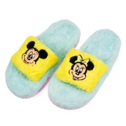 Disney Mickey And Minnie Mouse Fuzzy Slippers For Adults