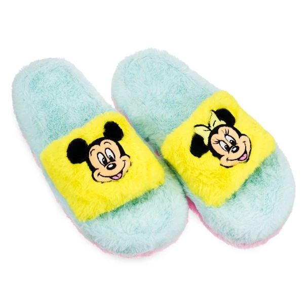 Disney Mickey And Minnie Mouse Fuzzy Slippers For Adults 2 Disney Mickey And Minnie Mouse Fuzzy Slippers For Adults - Image 2
