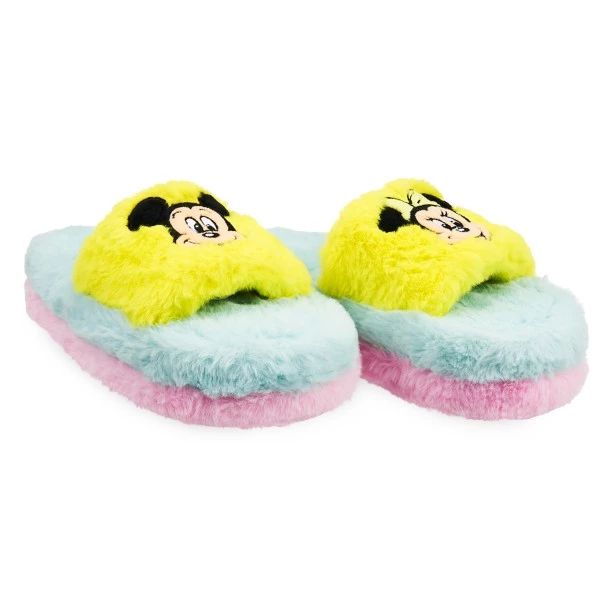 Disney Mickey And Minnie Mouse Fuzzy Slippers For Adults 4 Disney Mickey And Minnie Mouse Fuzzy Slippers For Adults - Image 4